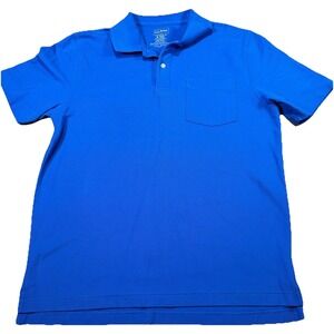 LL Bean Polo Shirt Mens Med-Reg Short Sleeve Pocket Blue Golf Casual 100% Cotton